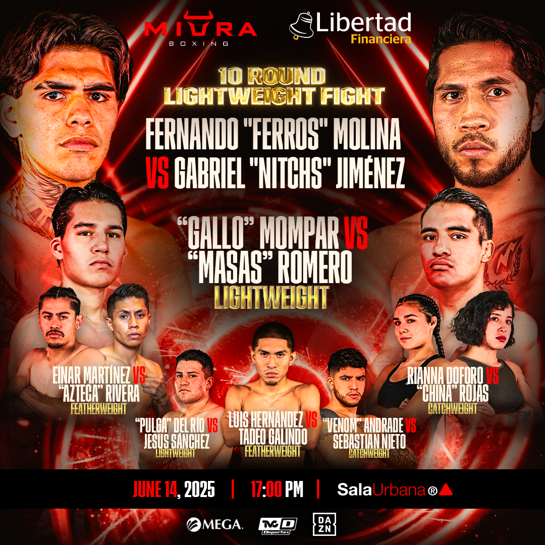 “FERROS” MOLINA VS. “NICHTS” JIMÉNEZ ENCABEZAN CARTEL DE CORTE INTERNACIONAL EN SALA URBANA 